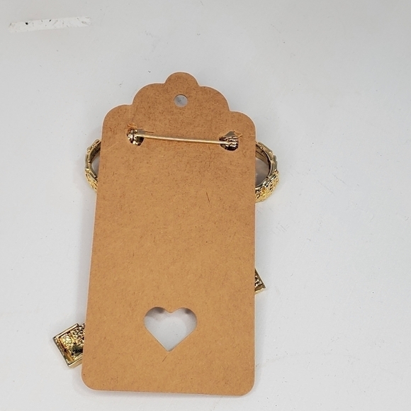 Vintage Goldtone Gold nugget Articulated Bow Brooch - Picture 7 of 7